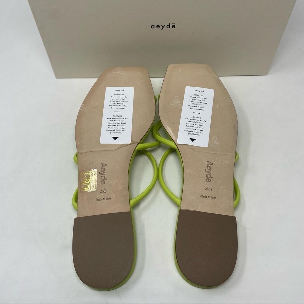 Aeyde Mina Strappy Leather Slide Sandals in Green - NWT - Picture 9 of 11